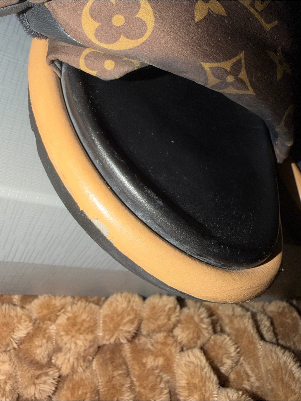 Louis Vuitton Brown and Black Monogram Slide Sandals - Picture 3 of 9